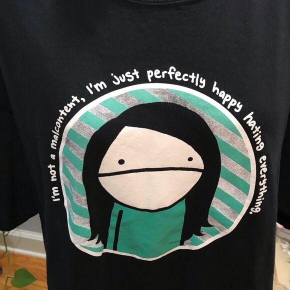 Malcontent Comic Cartoon Tee Dark Humor Goth Punk Sardonic Natalie Dee Black XL - Picture 2 of 10